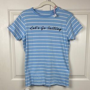 NWT Vineyard Vines Lets Go Sailing Blue and White Striped T-Shirt - XS